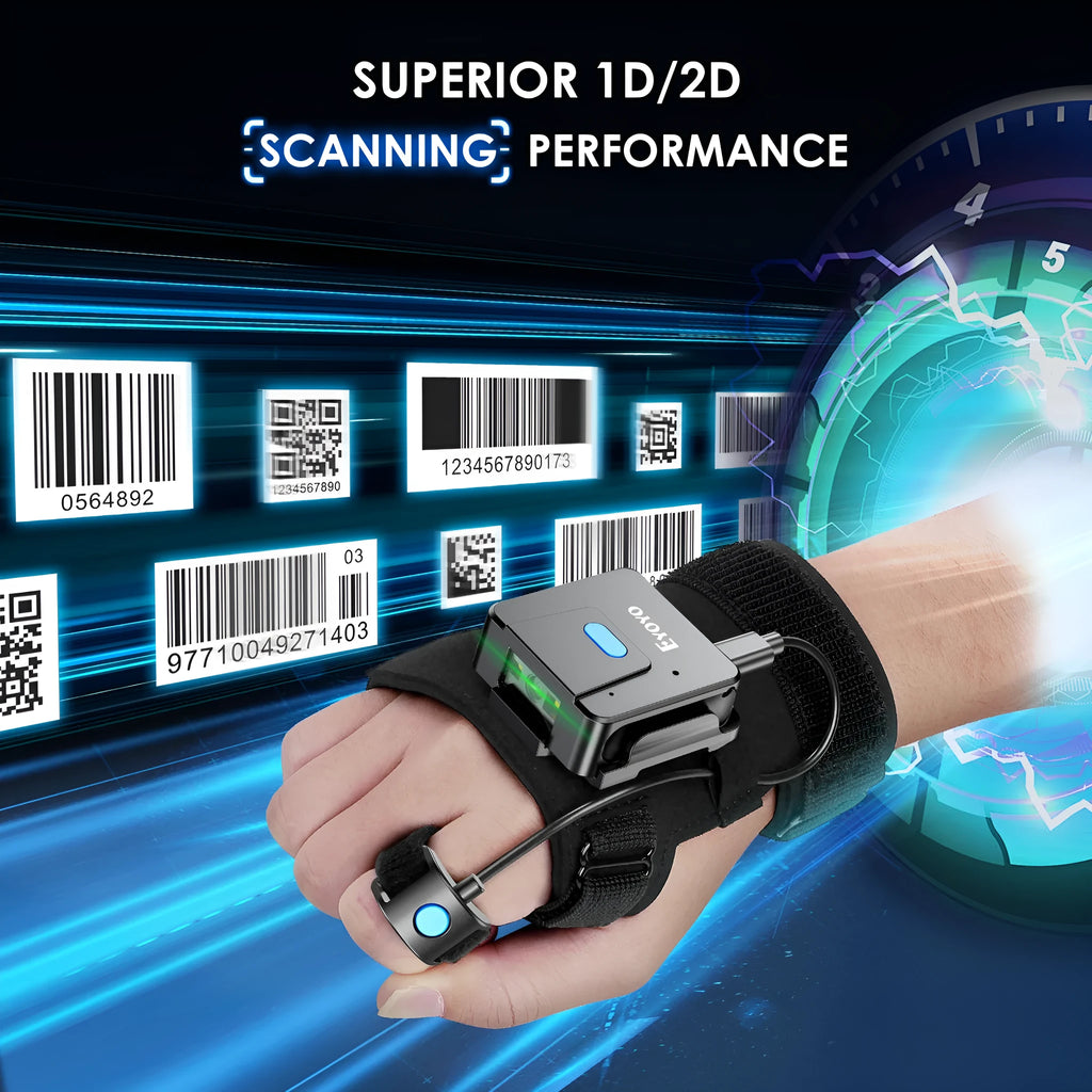 Bluetooth wrist-mounted barcode scanner glove with handheld scanning unit