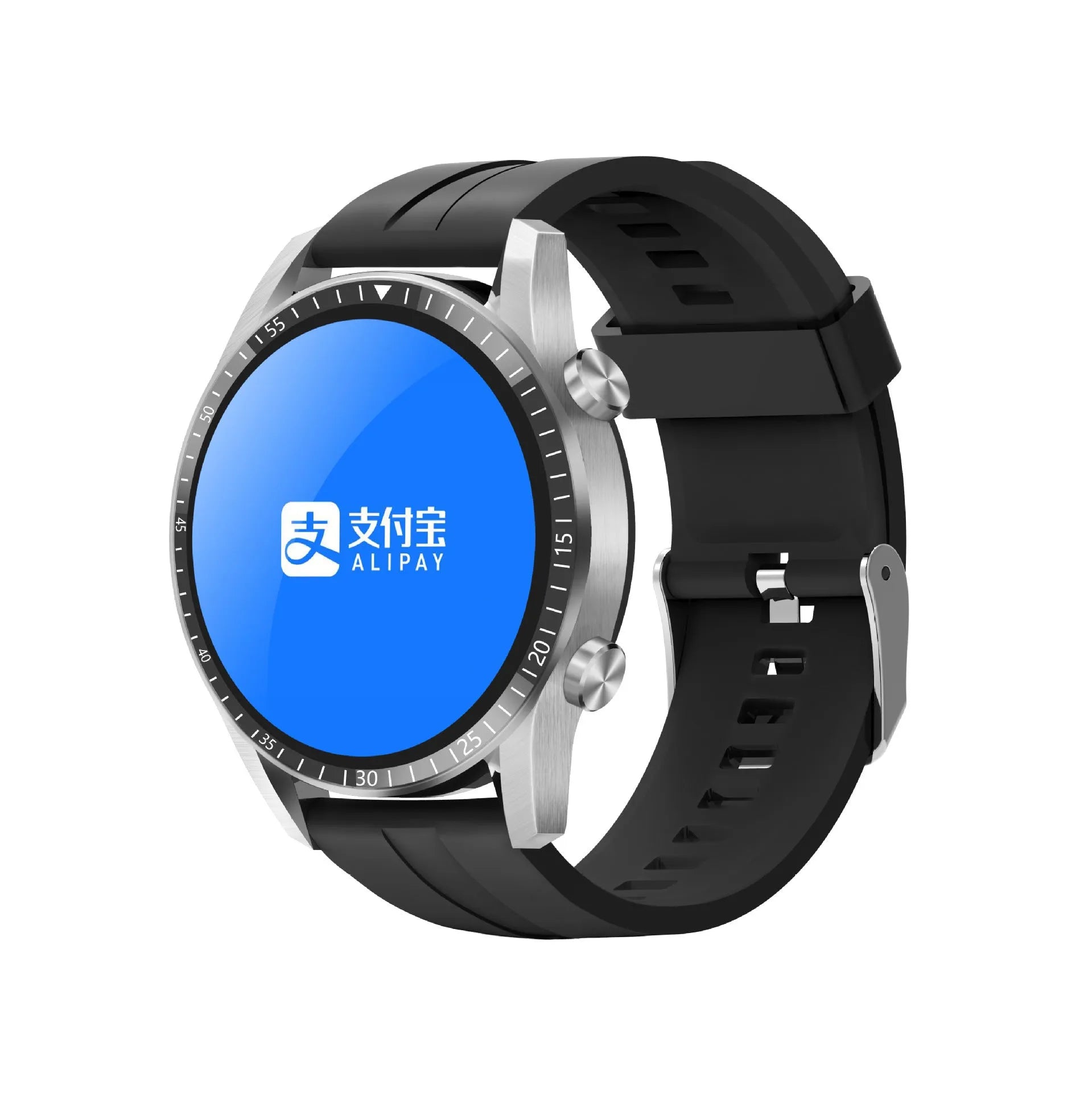 Round smartwatch with Bluetooth calling on wrist, showing dark colour option with fitness tracking display
