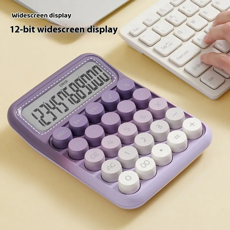 Gradient colour mechanical calculator in blue, green, pink, or purple options