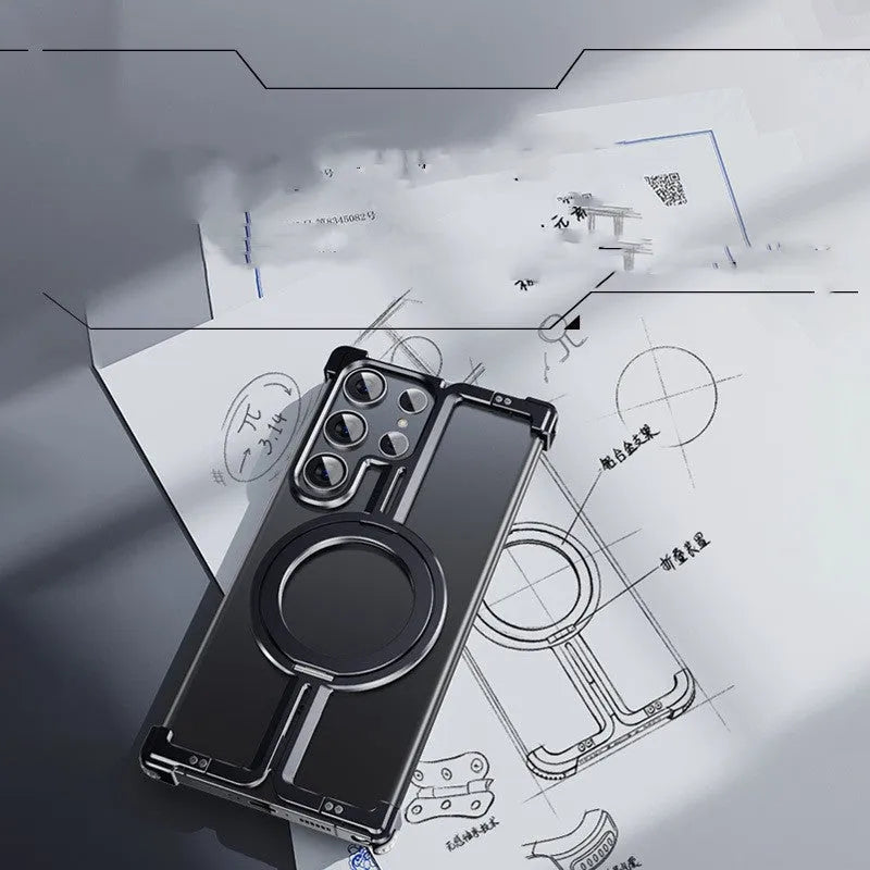 Metal drop-resistant frameless magnetic bracket for Samsung S24 series in black