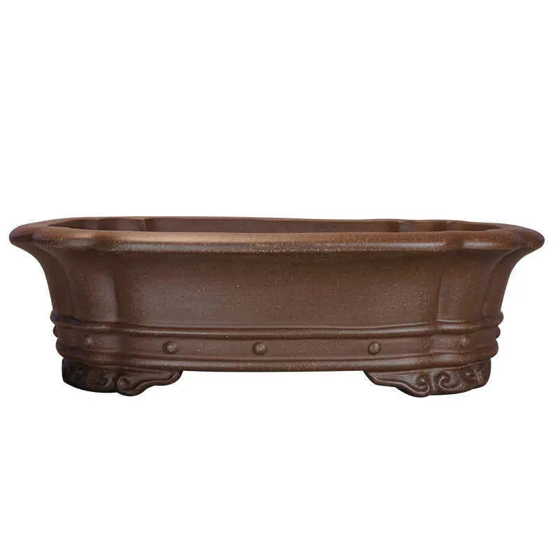 Purple sand handmade rectangular antique begonia flower pot for desktop plants.