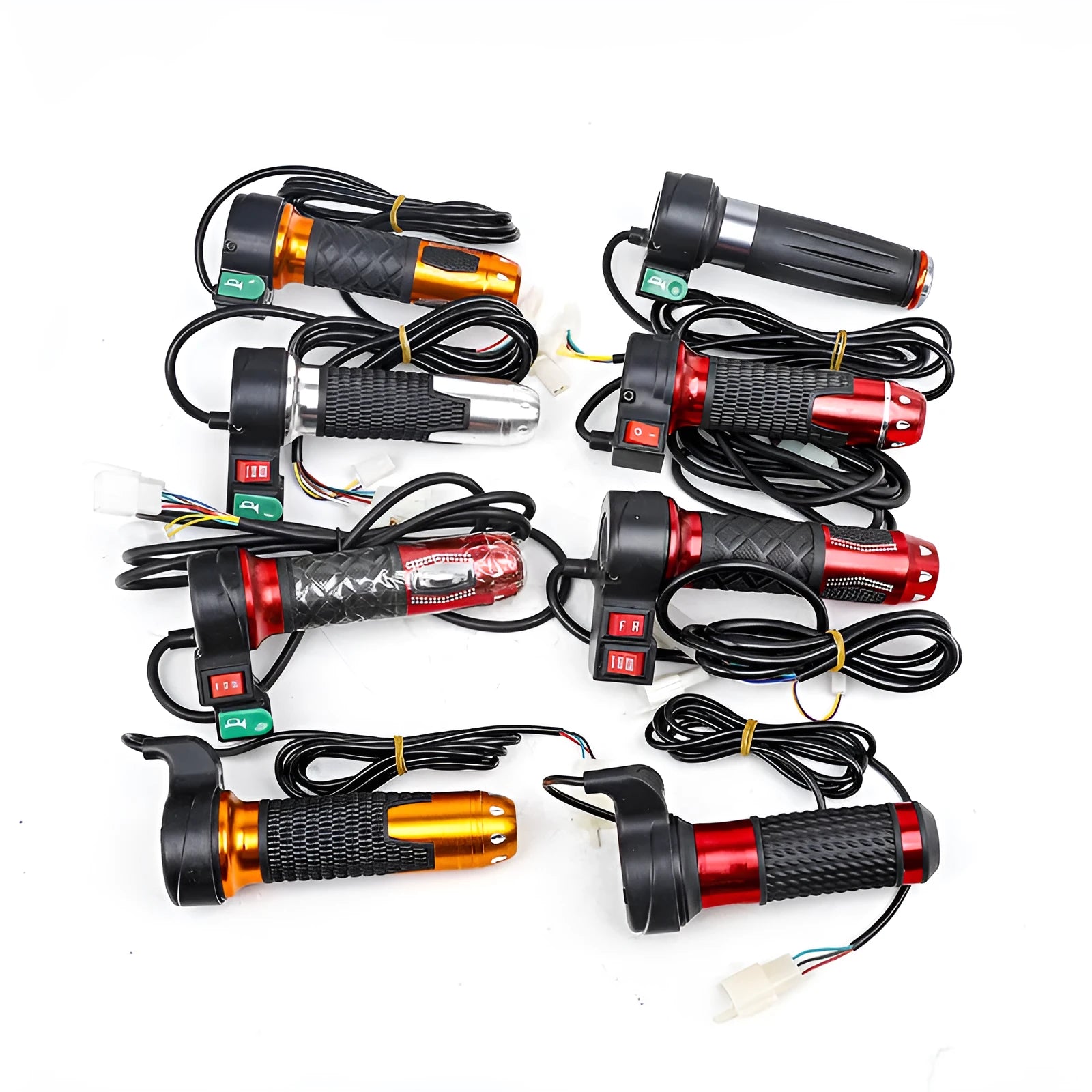 Three-wheel electric vehicle accelerator handle with three-speed rotating mechanism and optional horn button