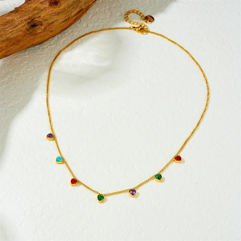 Women's gold-plated stainless steel necklace with heart-shaped pendant on 41-50cm chain
