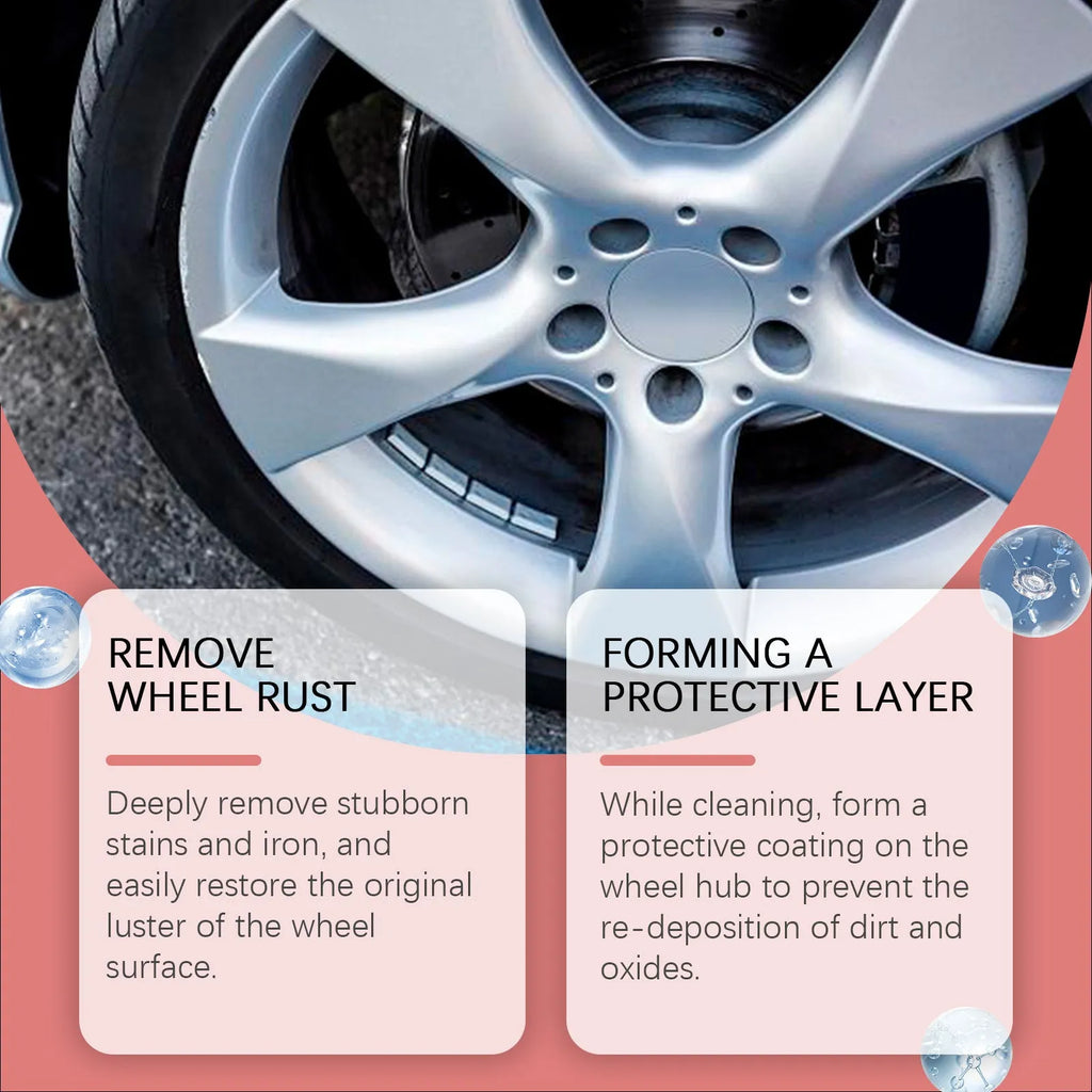 Car wheel hub rust removing cleanser 120ml spray with sponge and towel set