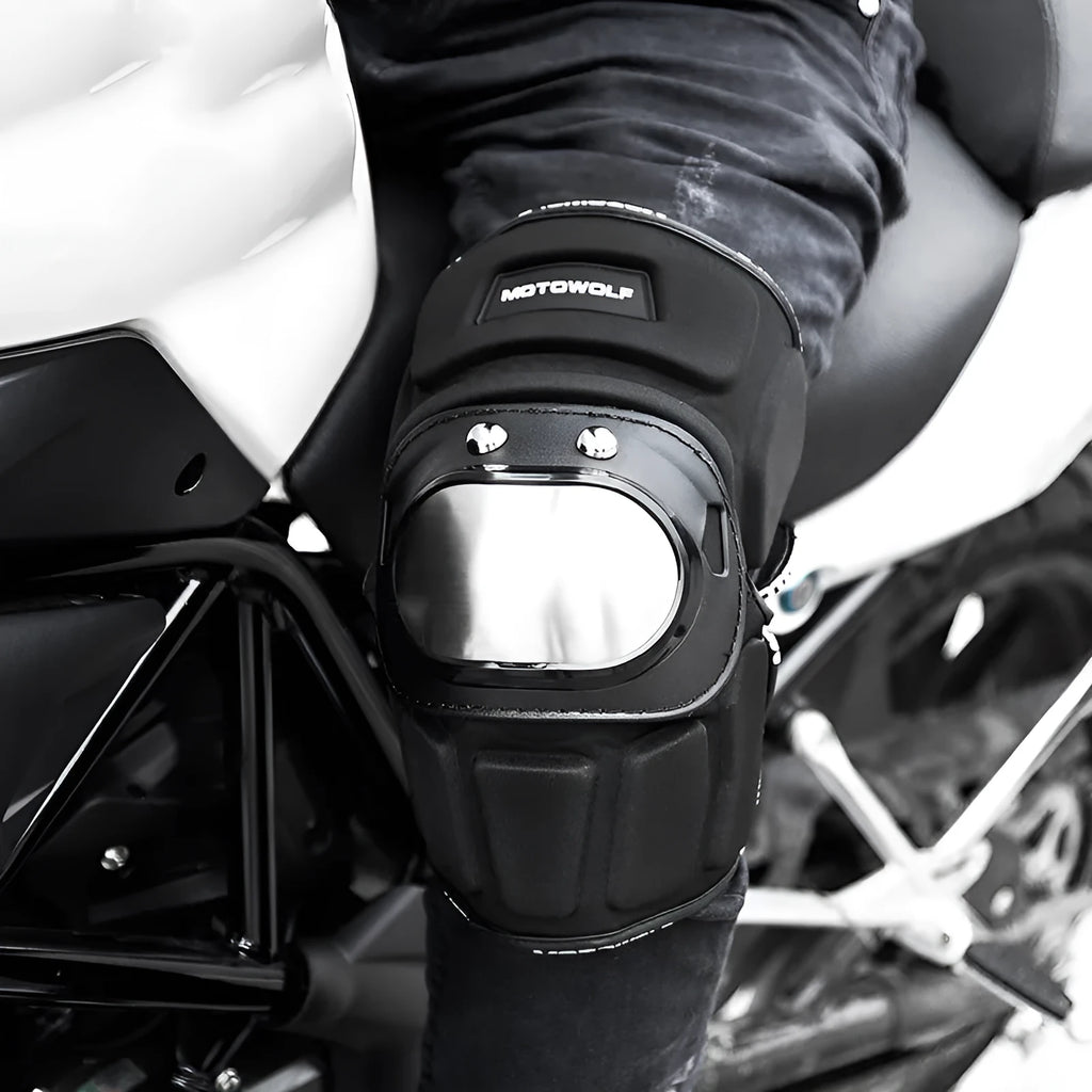 Set of off-road motorcycle knee pads and elbow pads made of stainless steel, one size, fall protector for motocross riding