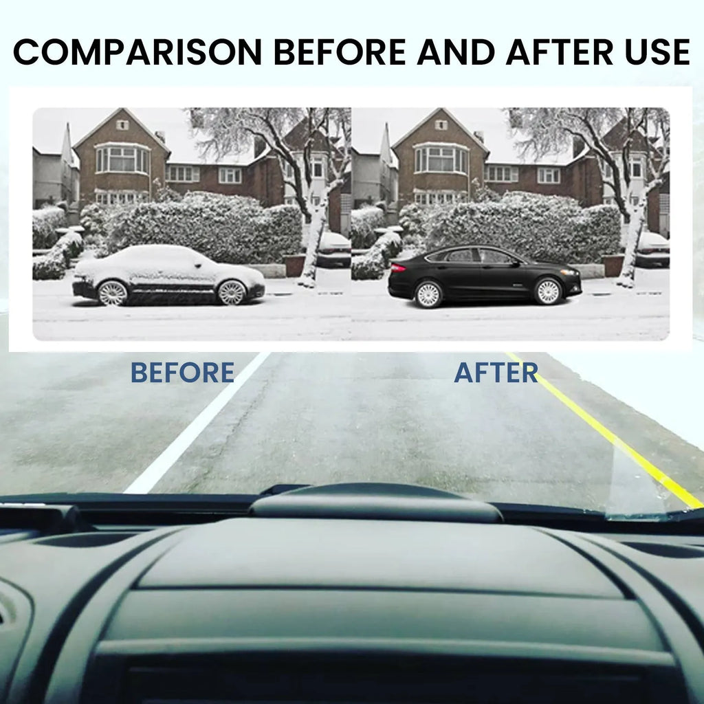 Black car snow deicer charger with built-in ice scraper showing compact 5.5 cm design