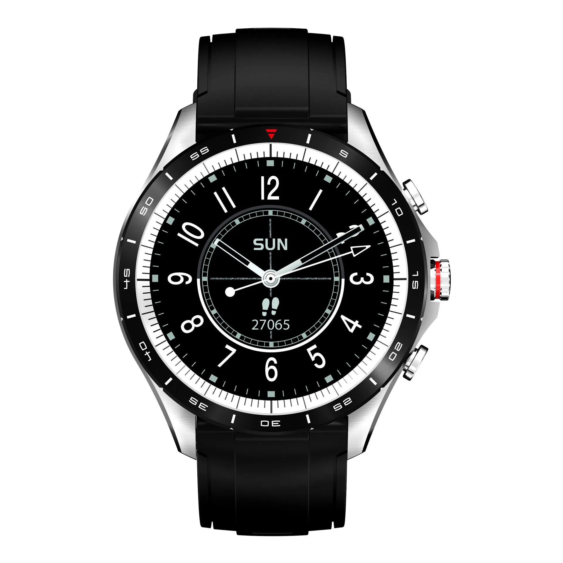 Men's smart bracelet watch with zinc alloy screen and silicone wristband in black, blue, or grey colour