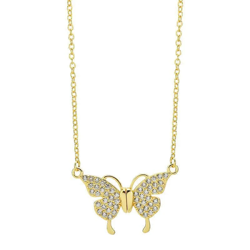 Women's titanium steel clavicle chain necklace with butterfly magnetic snap in twisted chain design