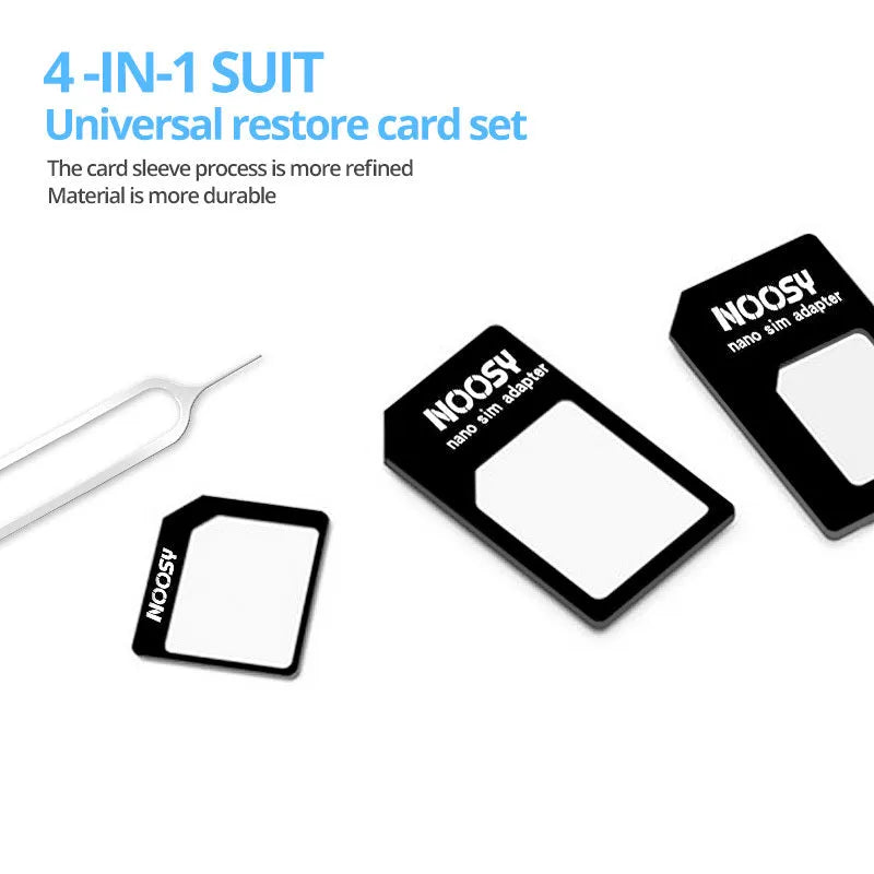 SIM card adapter set with three plastic converters and metal picking pin for mobile phones