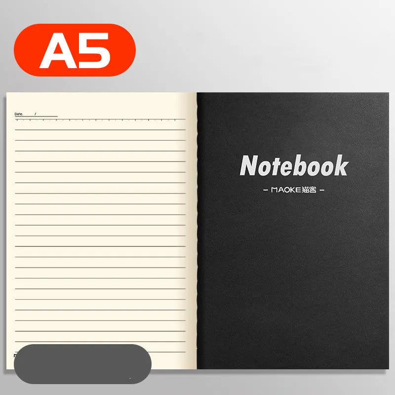 Set of 10 kraft paper notebooks with various hand-painted covers, shown open to display thread binding.