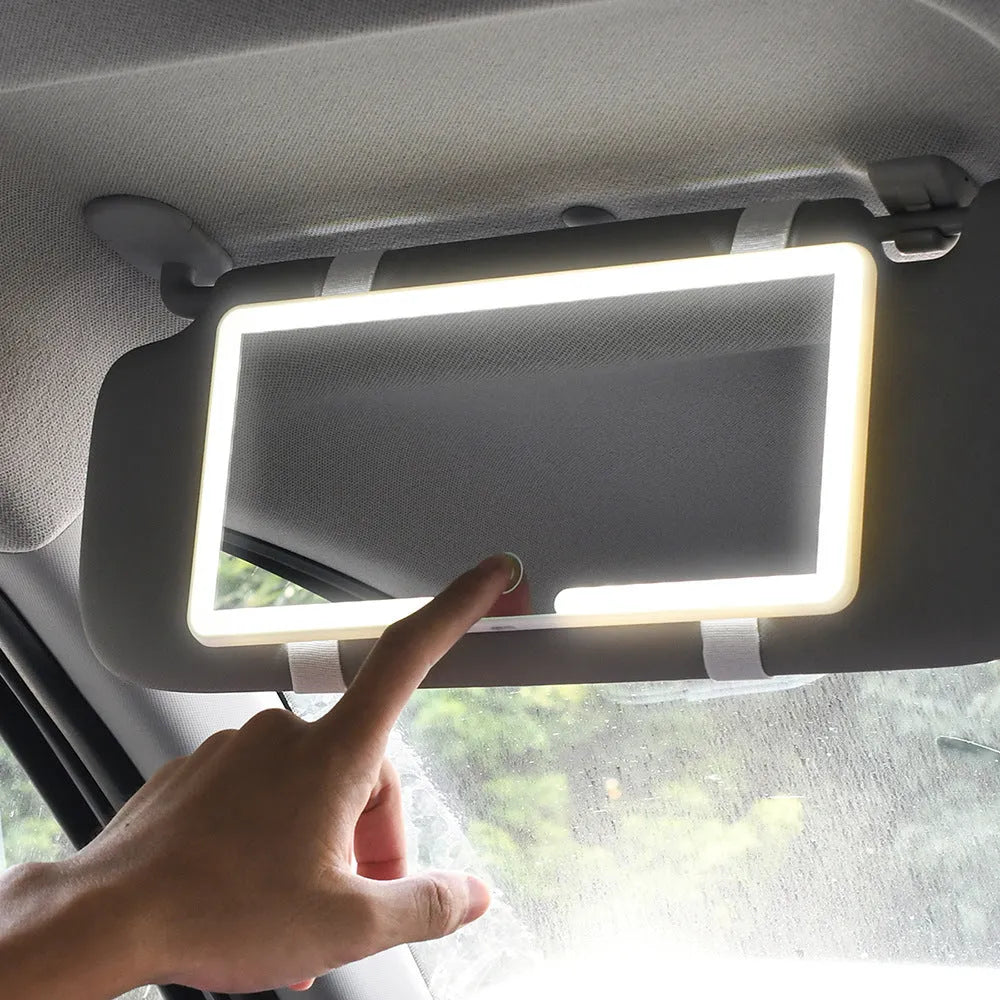 Automotive sun visor LED makeup mirror with dimmable light for cars