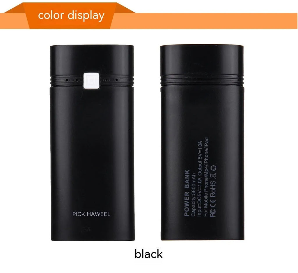 18650 battery power supply DIY power bank case black colour with spring loading and indicator light