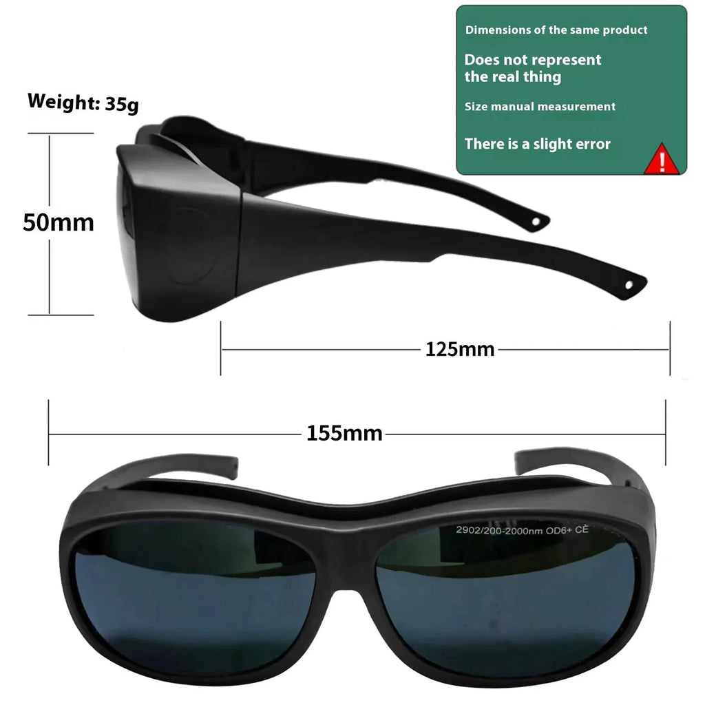 PC laser protection goggles for skin rejuvenation and welding with cleaning cloth.