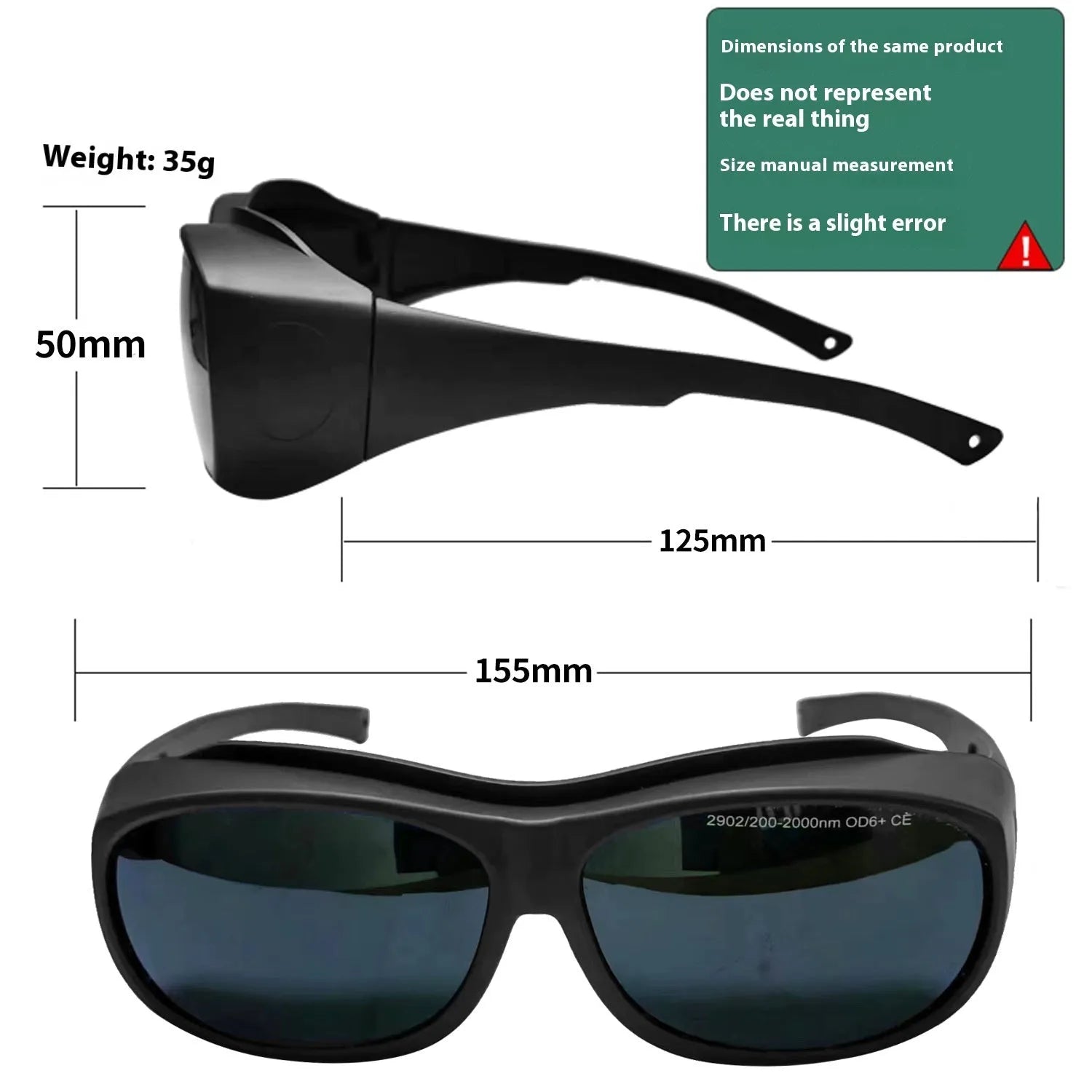 PC laser protection goggles for skin rejuvenation and welding with cleaning cloth.