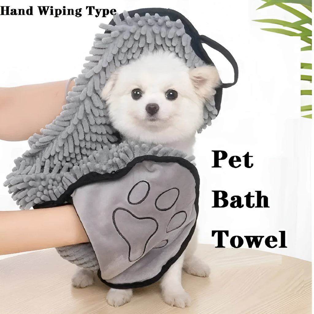 Blue pet bath robe towel for dogs and cats, showing quick-dry absorbent fabric