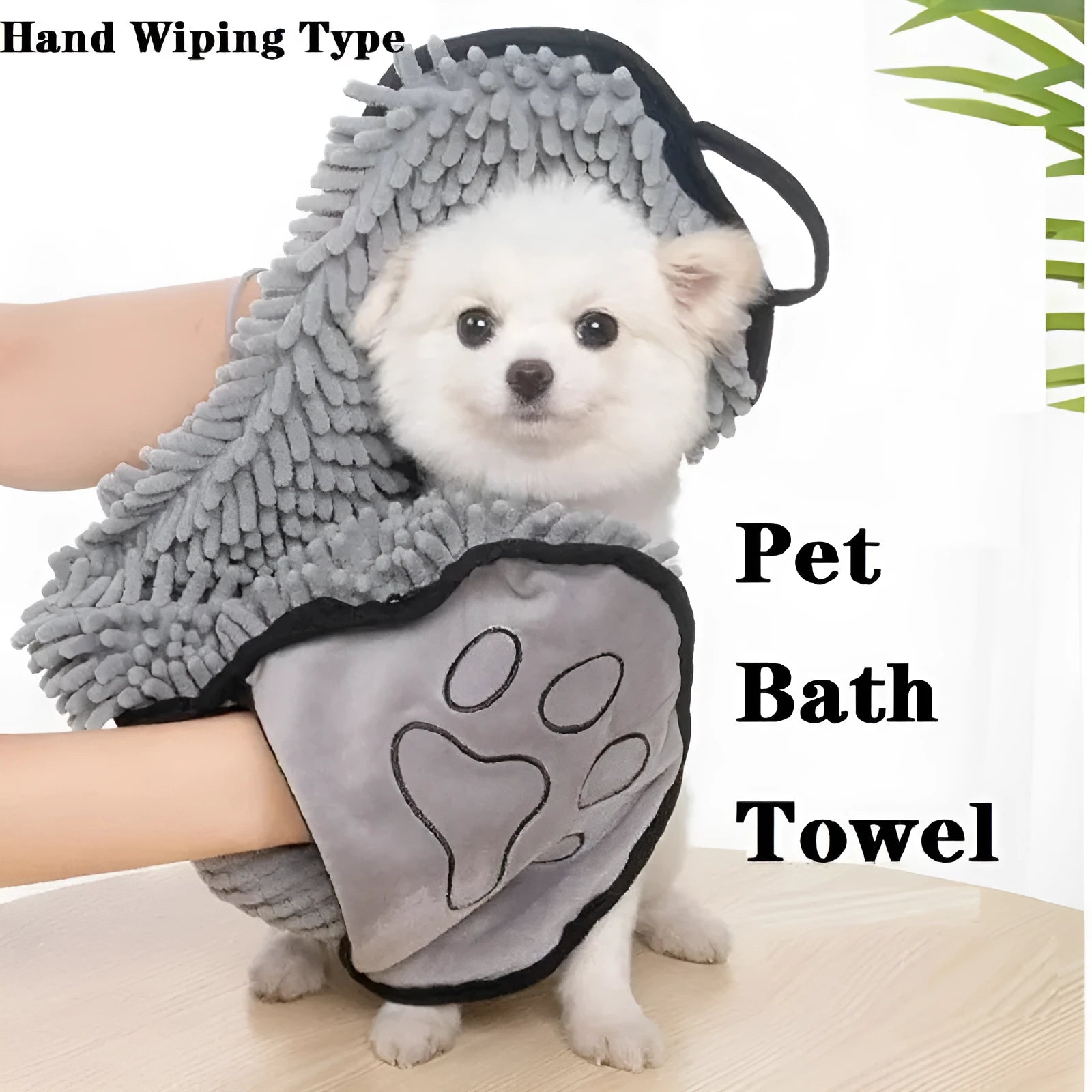 Blue pet bath robe towel for dogs and cats, showing quick-dry absorbent fabric