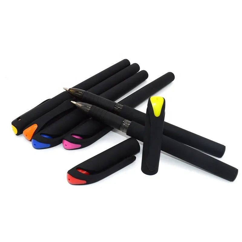 Plastic gel pen with black ink refill measuring 14cm length in random colour barrel selection