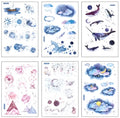 Abu Japanese paper sticker set with fantasy stars pattern, showing 10.5 by 14.1 cm size