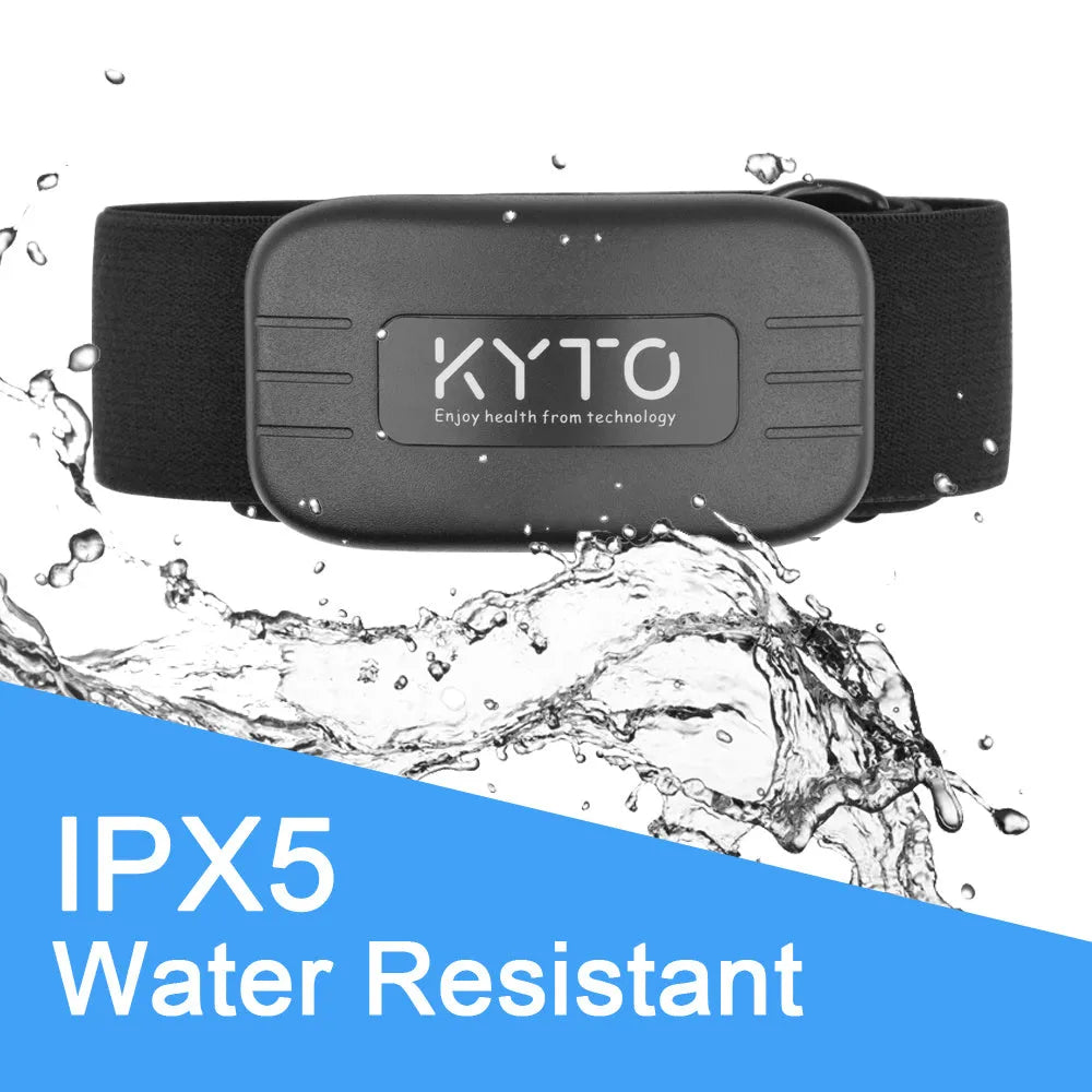 Black heart rate monitor chest strap with ANT+ and Bluetooth 4.0 transmitter on elastic band
