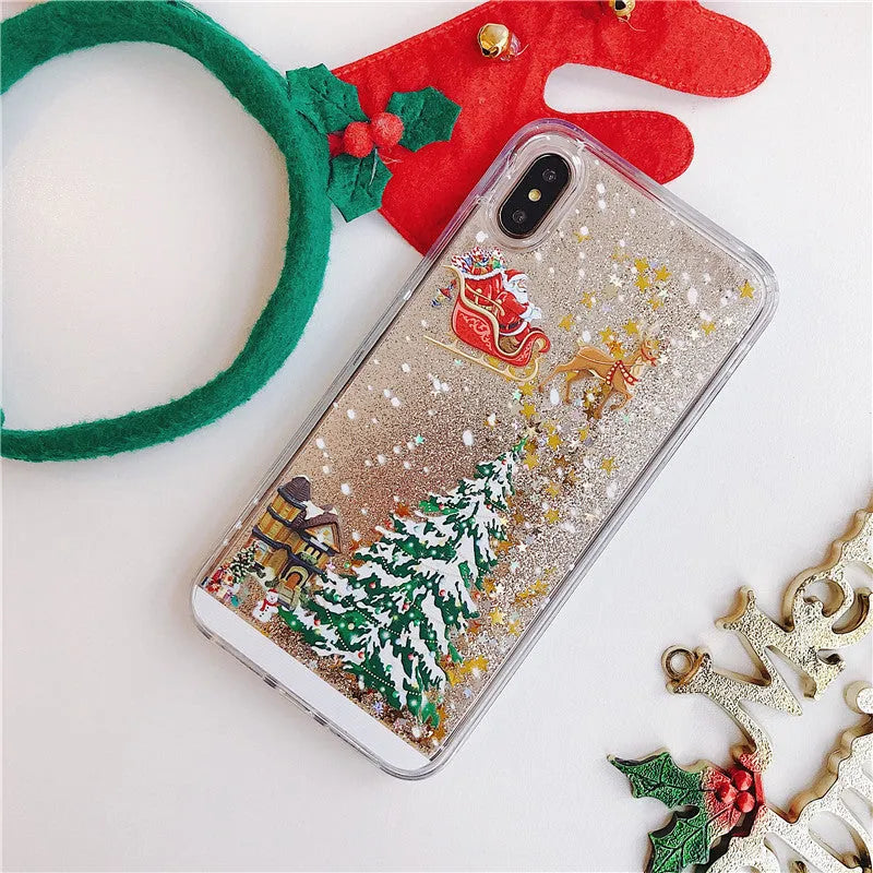 Quicksand shell phone case with camouflage pattern for iPhone and Samsung in various colours