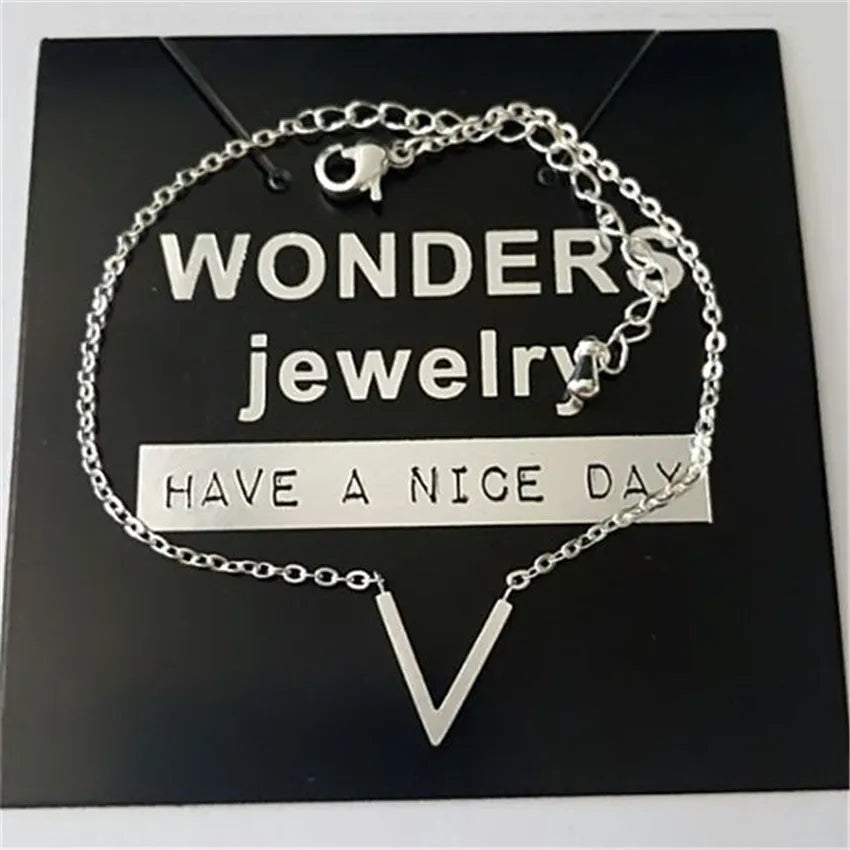 V-shaped stainless steel chain bracelet for women in gold or silver geometric design.