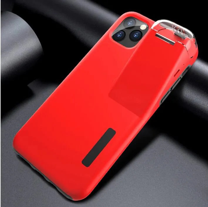 Black AirPods charging case cover with edge protection compatible with iPhone