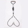 Blue double dog leash for two small dogs with a soft foam handle and metal clips.