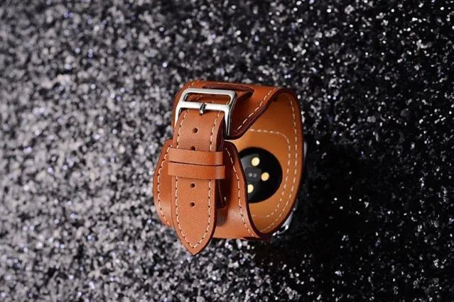Genuine leather watch strap in black, blue, brown, and red for 38mm and 42mm lugs