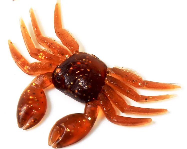 8cm PVC soft crab fishing lure in red and brown colour options for sea and freshwater fishing
