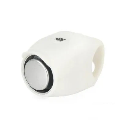 Bicycle electronic bell with silicone mount, 120dB, 6 sound modes, IPX4 waterproof, in violet colour on handlebar