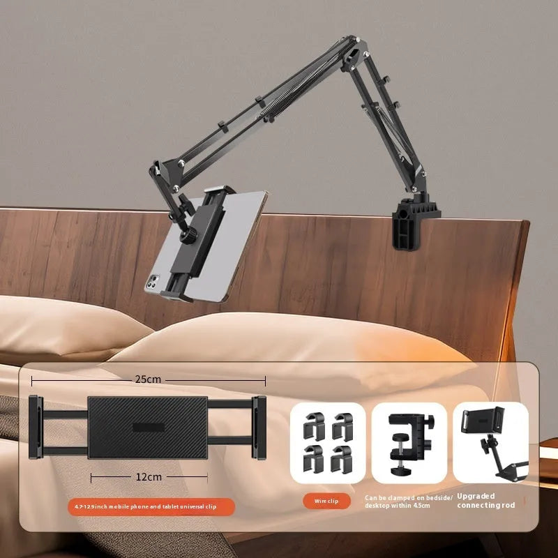 Folding universal phone holder with ABS metal construction and multiple clip options for bedside table