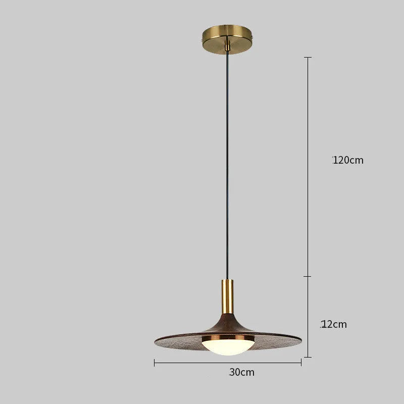 New Chinese style bar wall light made of solid walnut wood with copper finish, fish line chandelier shape.