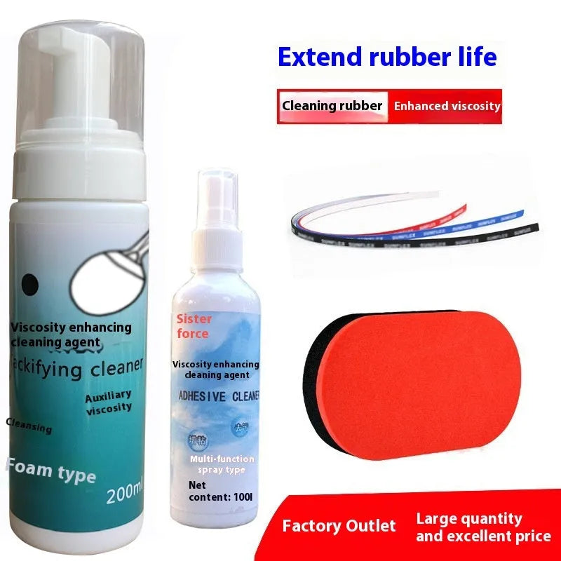 Table tennis racket cleaner 100ml with sponge wipe and grip tape options