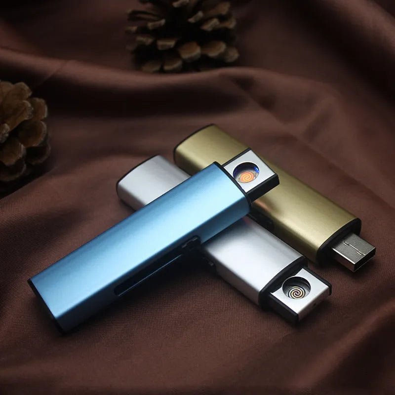 Set of 20 rechargeable windproof cigarette lighters with metal casings in various random colours