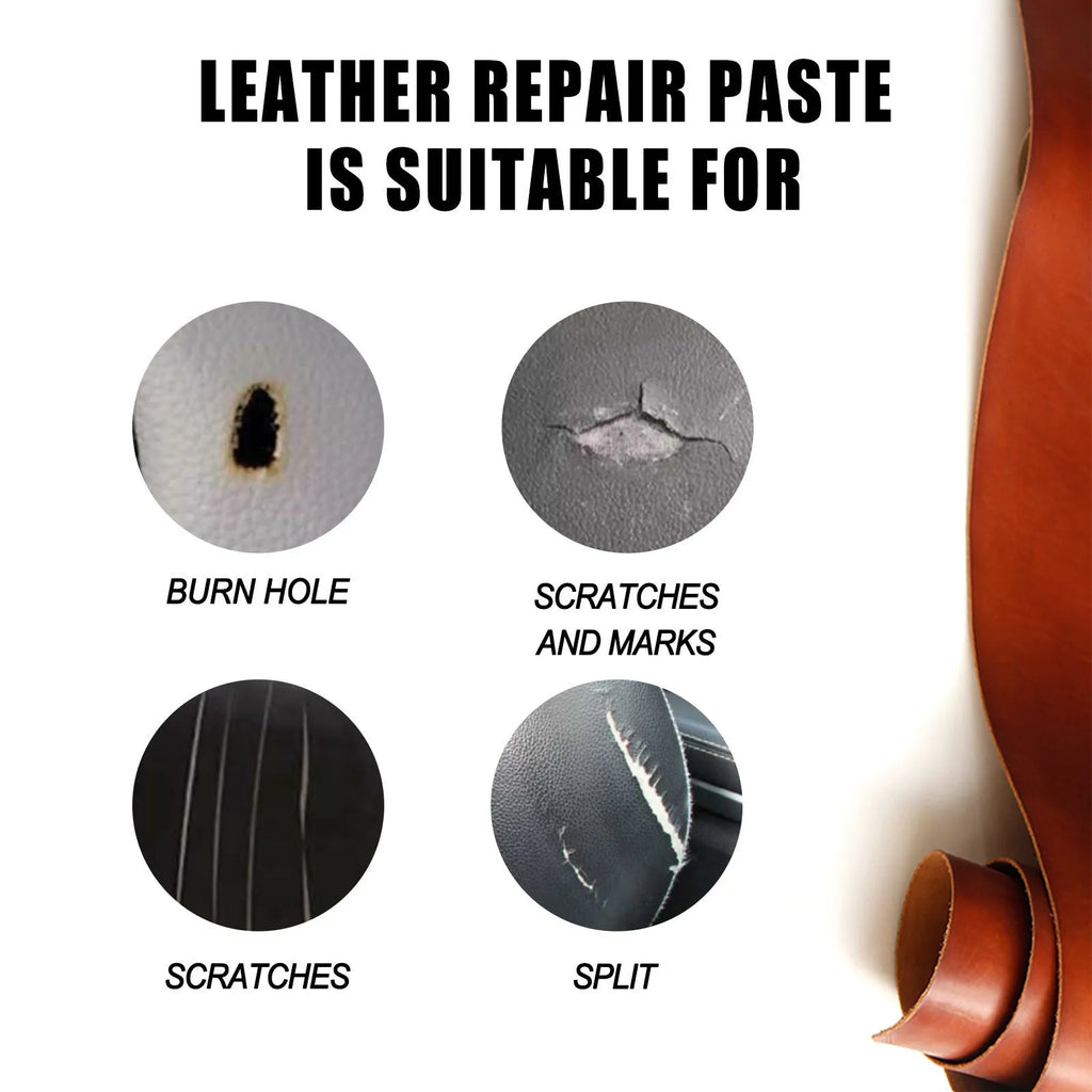 60ml leather scratch repair paste tube for car seats and sofas measuring 5cm by 4.4cm