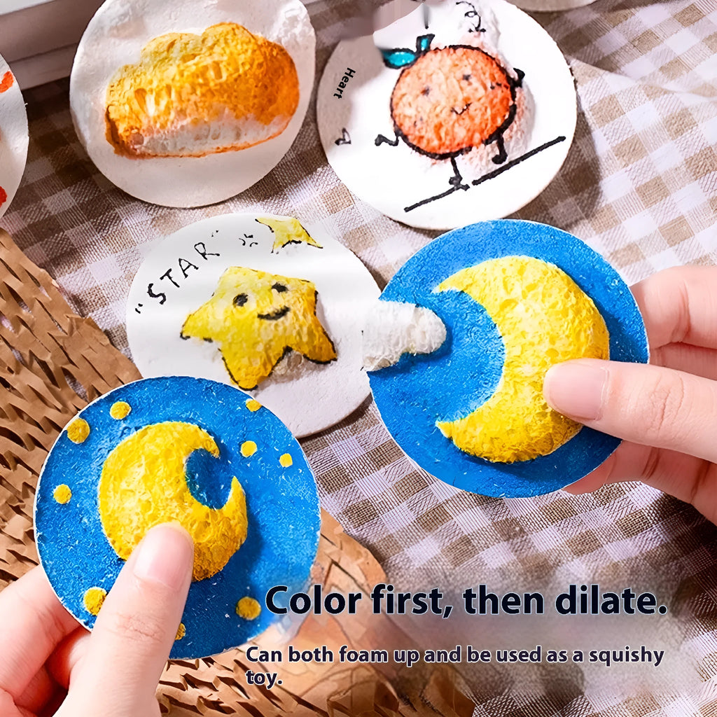 Wood pulp paper painting sponge set with heart, round, and square shaped blanks for fountain pen ink testing