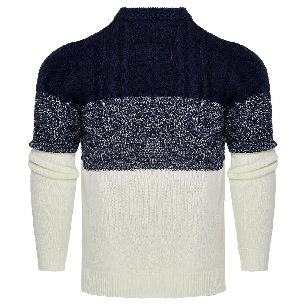 Men's ribbed knit sweater in regular fit with crew neck and long sleeves