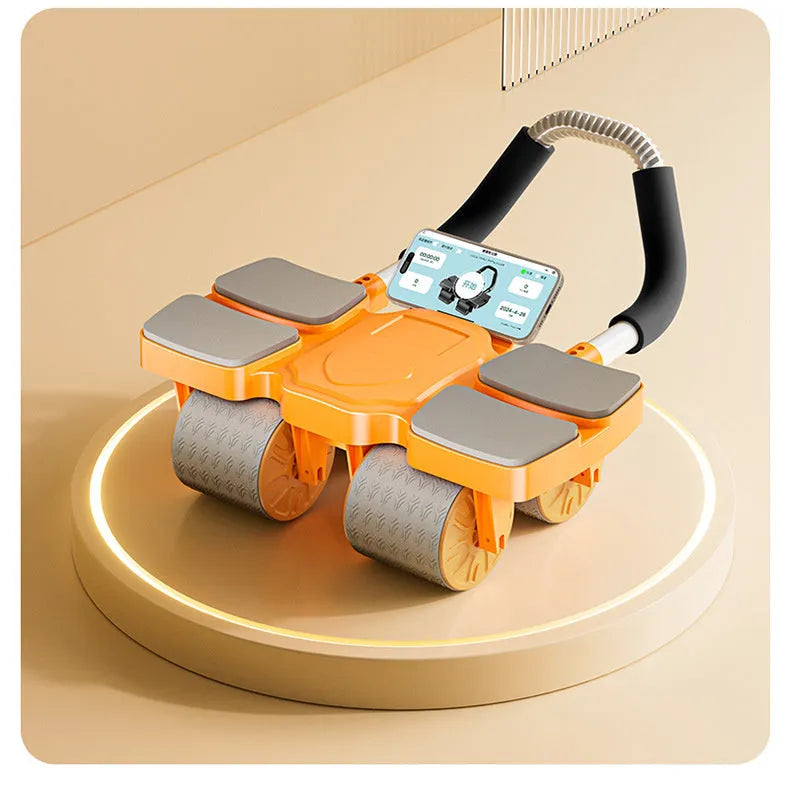 Black abdominal wheel with four wheels and automatic rebound, size 37*25*15