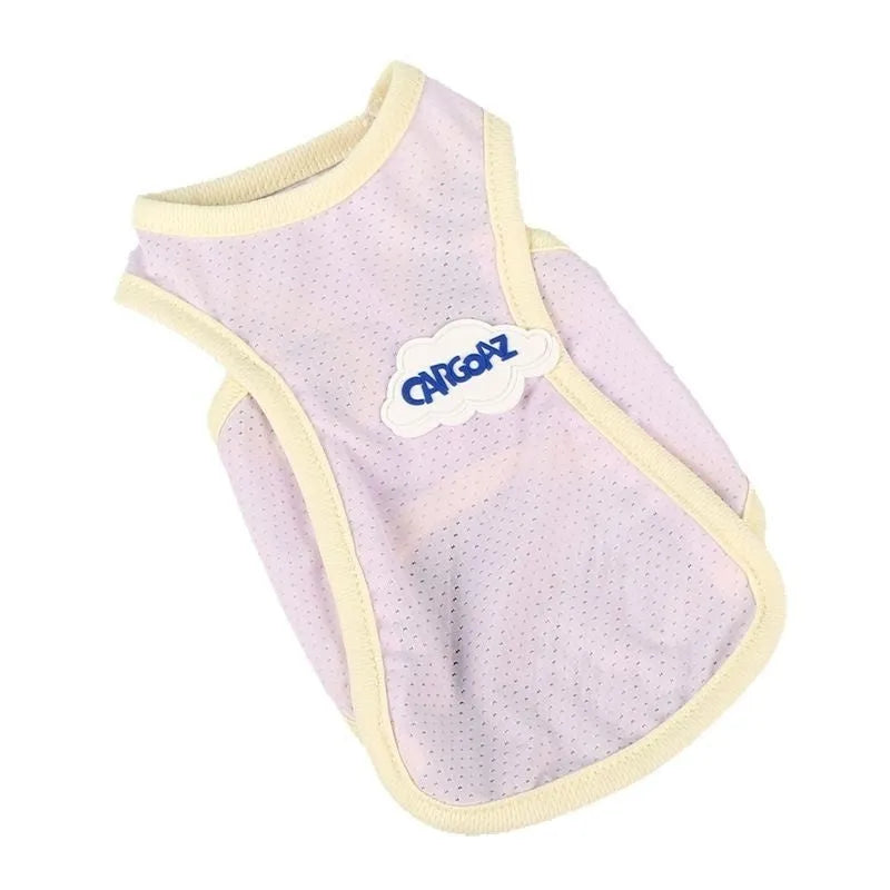 Grass green sleeveless vest for a cat, made from thin polyester fabric with a sporty fit.