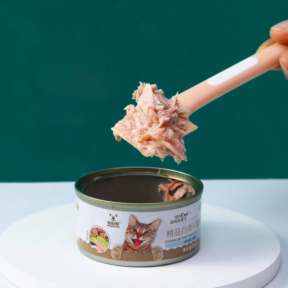 Long-handle pet feeding spoon for cat and dog wet food in TPR material