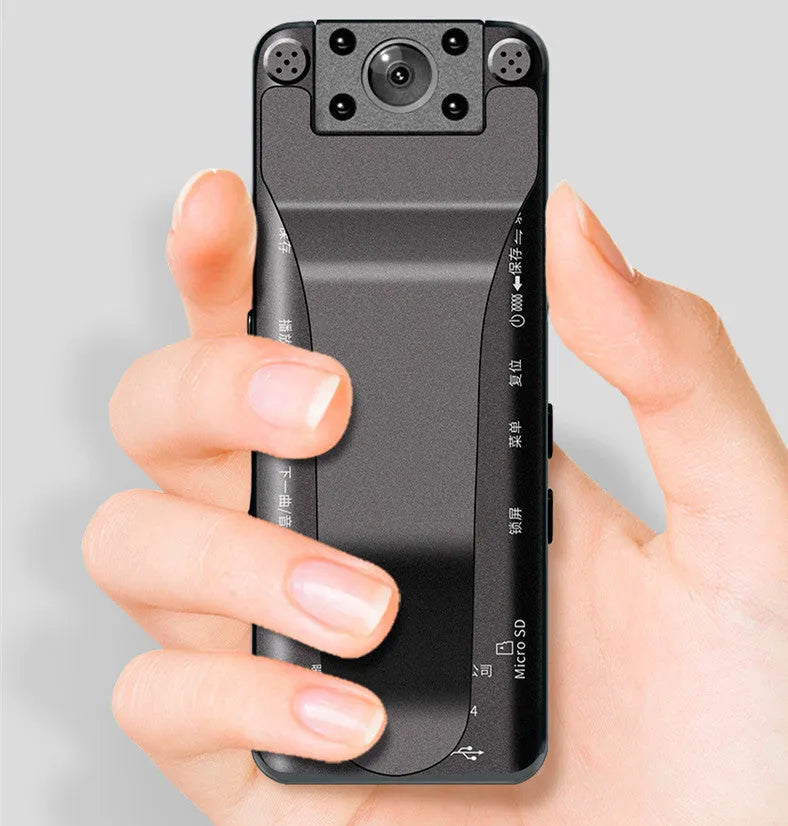 DSJ-S11 HD body worn camera shown on a uniform, displaying its compact size and 1.3-inch screen.