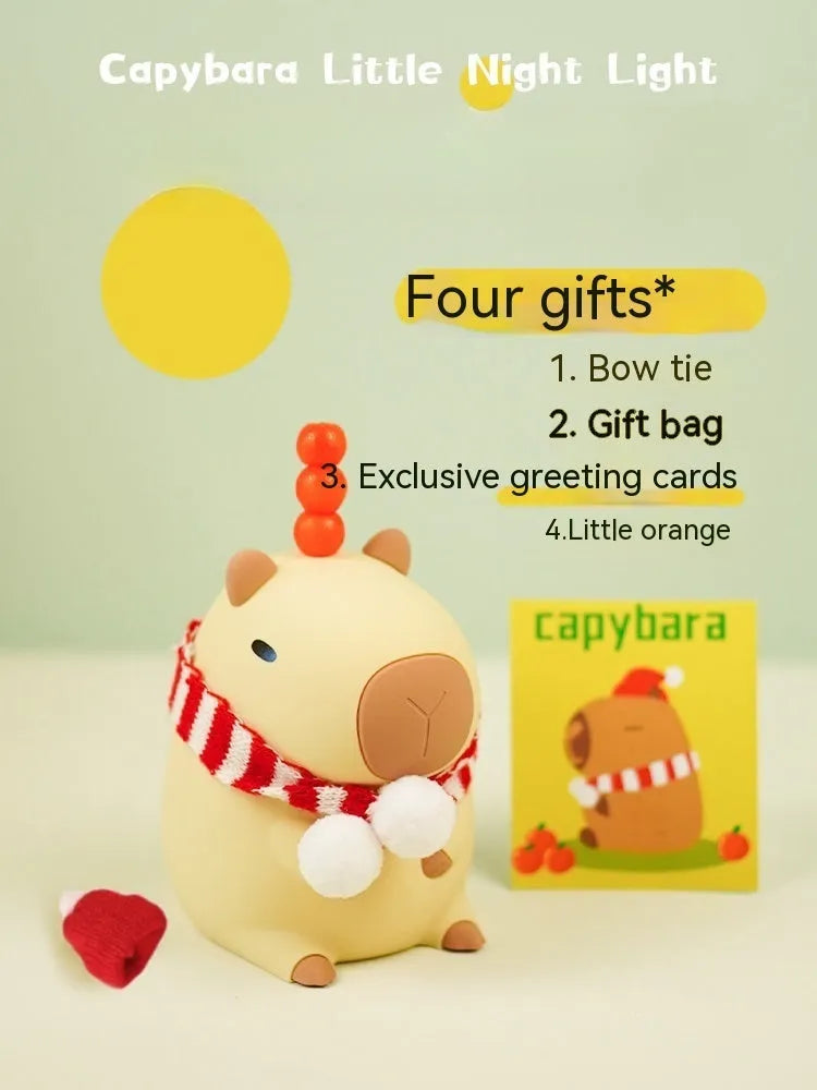 Small capybara-shaped silicone night light decorative lamp with USB charging cable