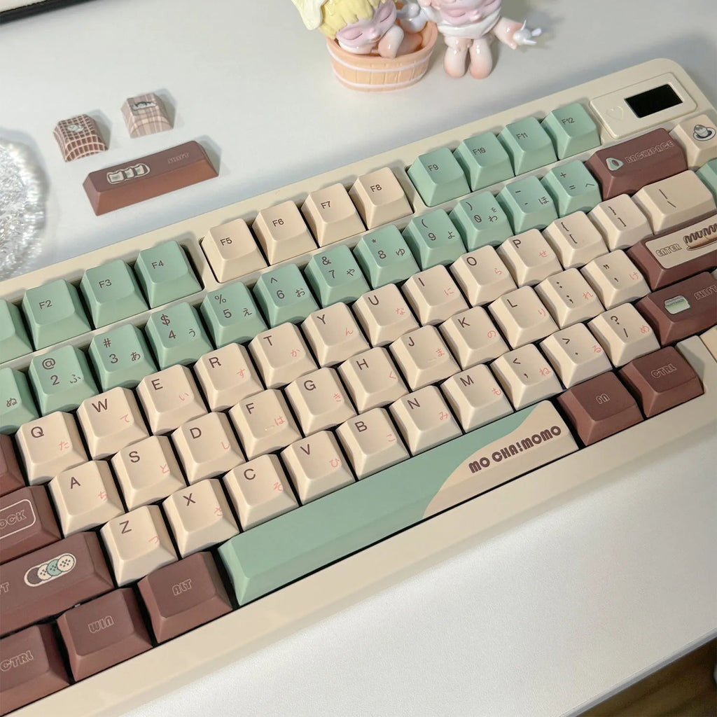 Craft Key CAP ergonomic mechanical keyboard keycaps in Matcha Theme colour with sublimation design.