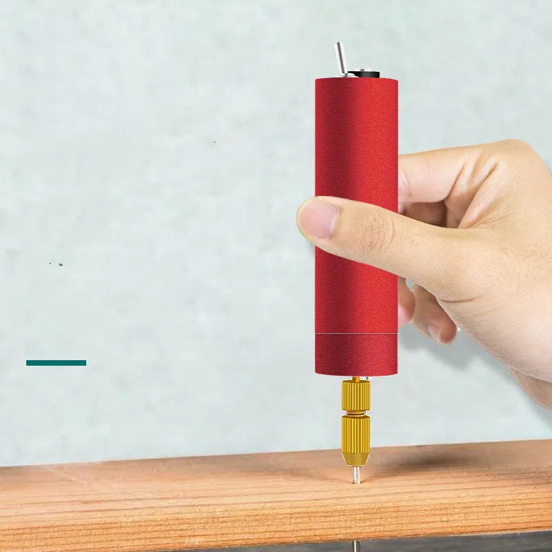 Small aluminium USB electric drill grinder with three drill bits and wrench for craft work