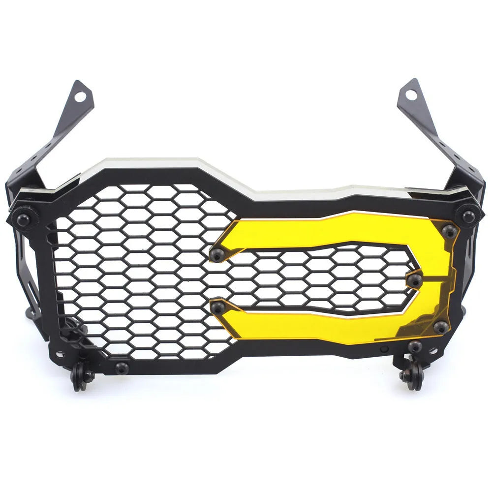 Quick release motorcycle headlight protective cover for BMW GS models in multiple colours.