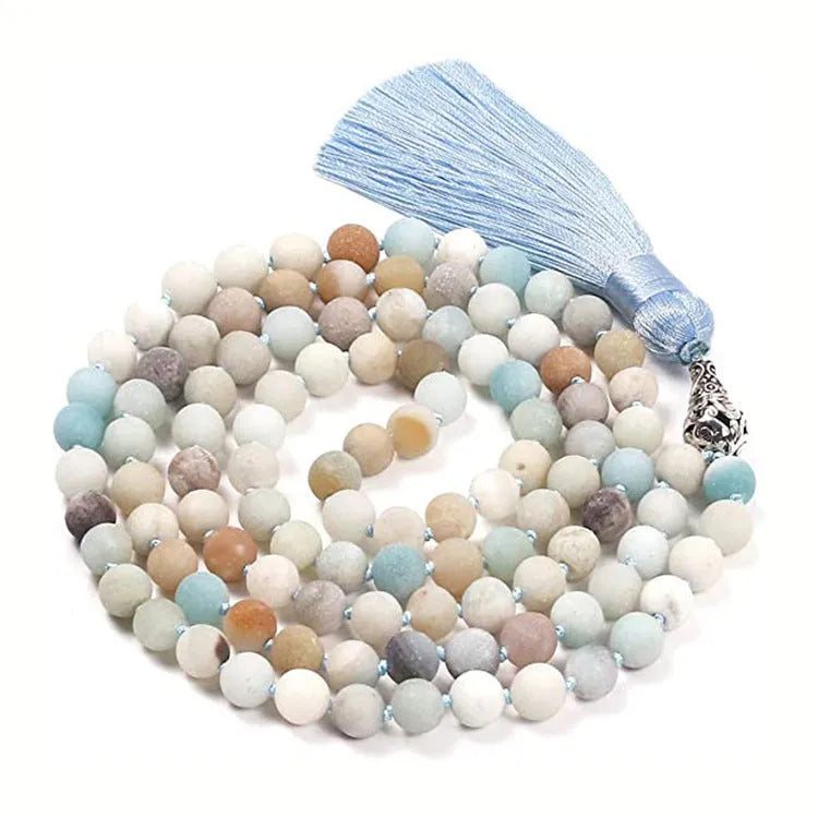 108-bead natural agate bracelet with round stones in ten colour options