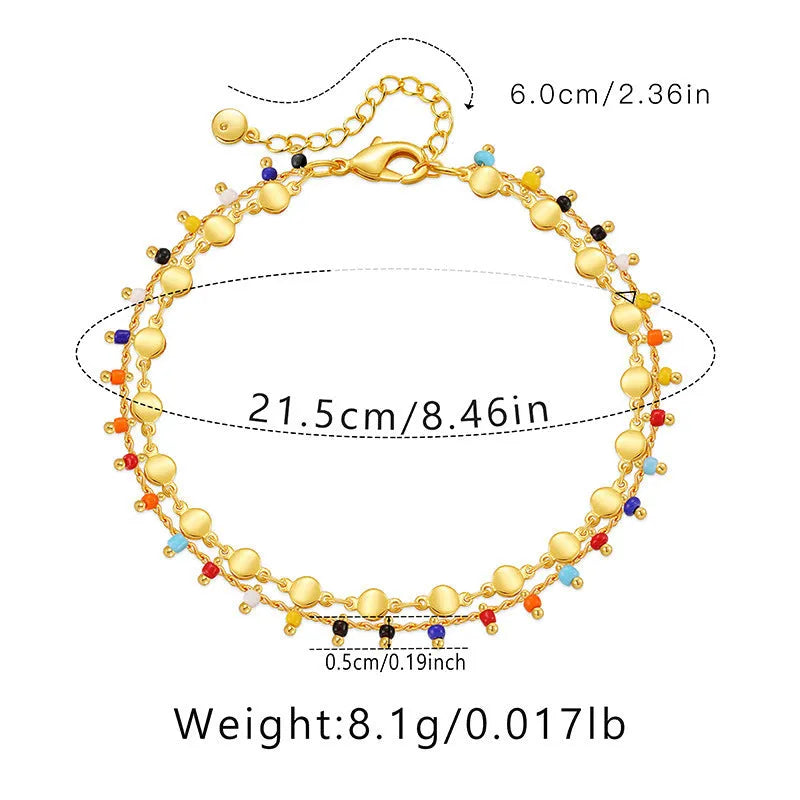 Candy colour small rice bead anklet national style women's 18K ornament KA0154