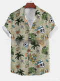 Men's casual short-sleeved shirt with flower pattern print in loose cardigan style for summer wear