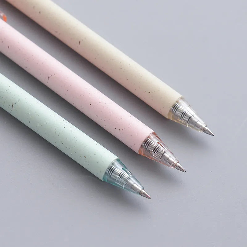Set of 12 push-type gel pens in beige, blue, green, and pink with 0.5mm black tips.