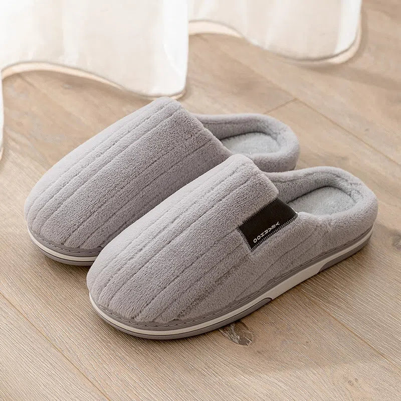 Men's cotton winter anti-slip slippers with suede upper and TPR sole